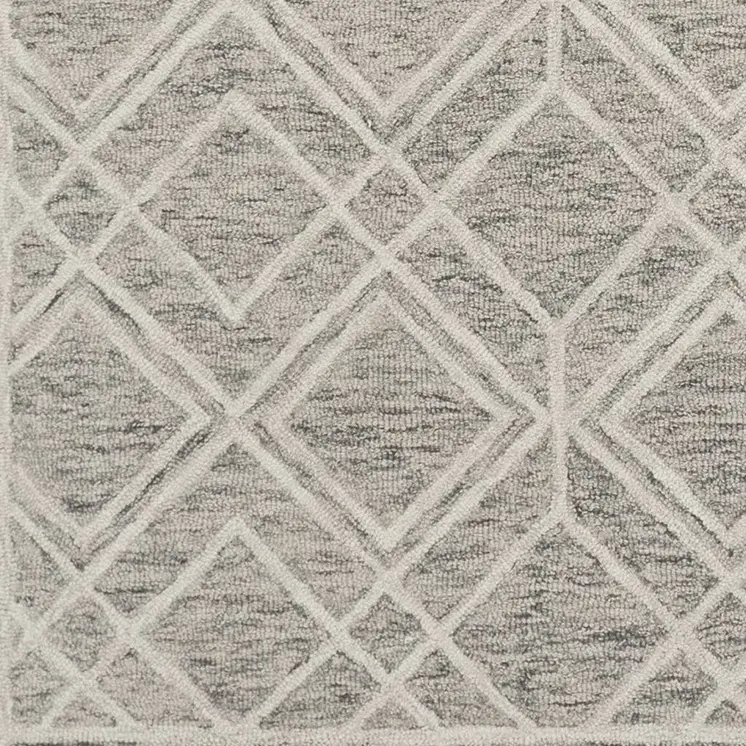 5' X 7' Sand And Light Gray Wool Geometric Hand Hooked Area Rug