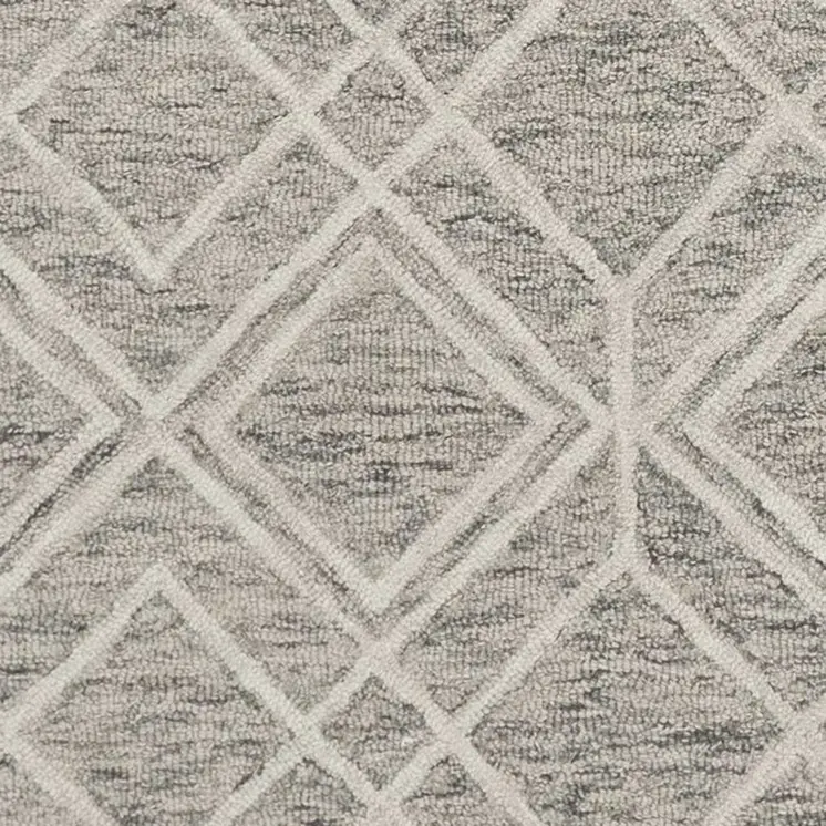 5' X 7' Sand And Light Gray Wool Geometric Hand Hooked Area Rug