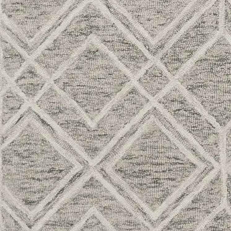 5' X 7' Sand And Light Gray Wool Geometric Hand Hooked Area Rug
