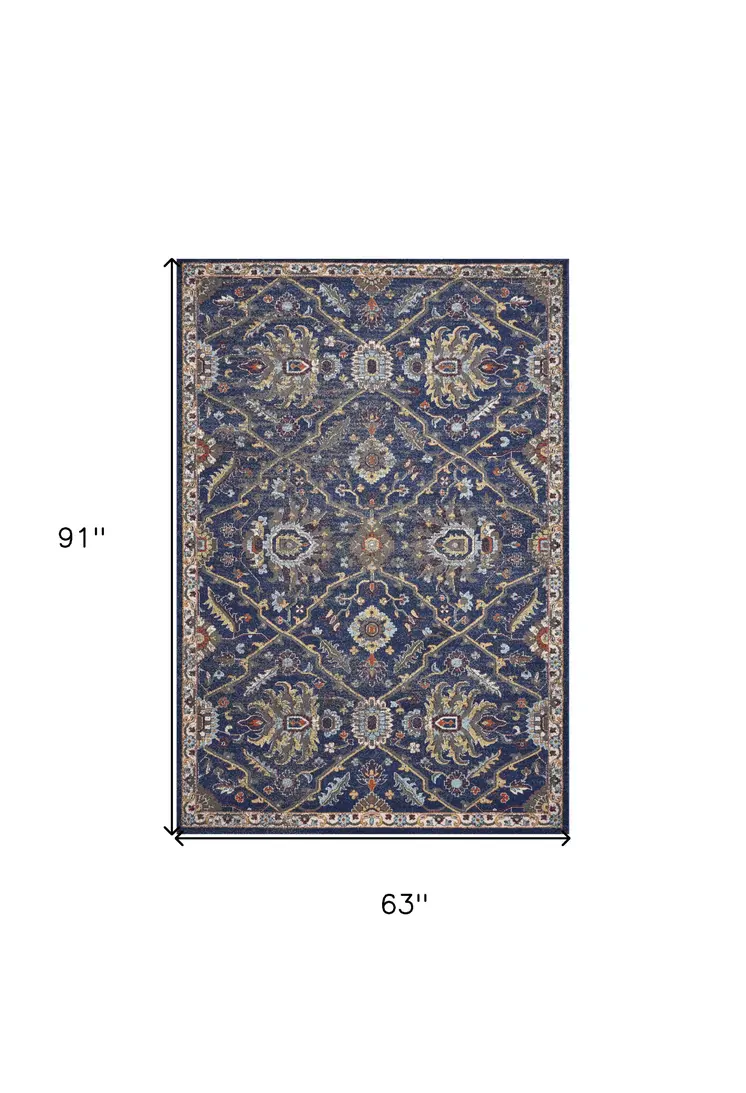 5' X 8' Gold And Ivory Floral Area Rug