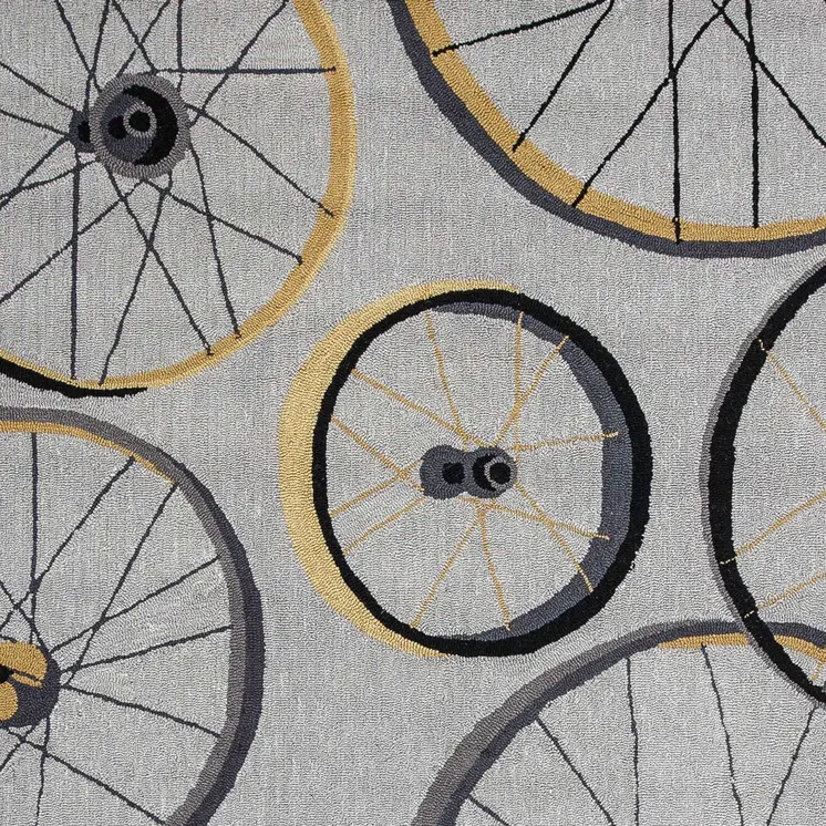 5' X 8' Gray Black And Yellow Abstract Geometric Hand Hooked Area Rug