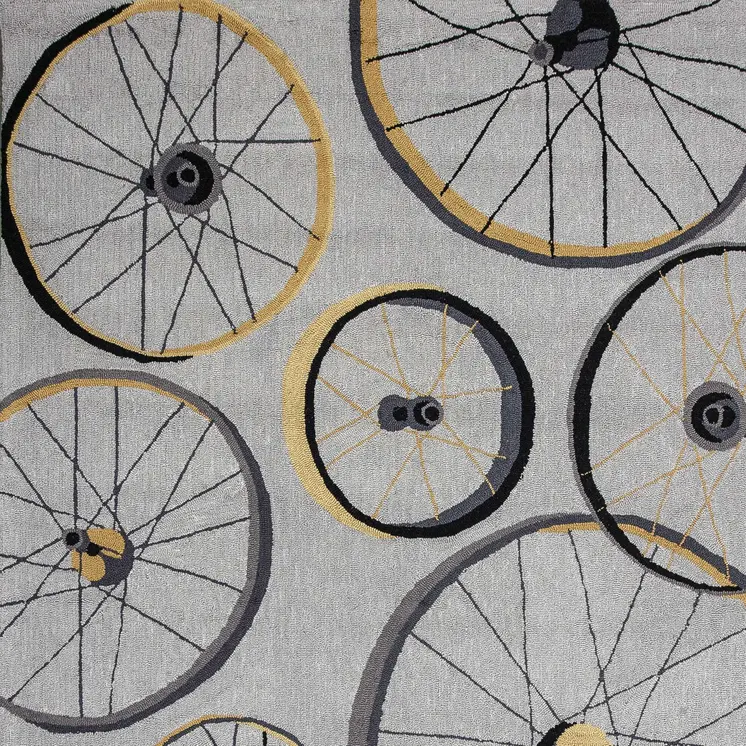 5' X 8' Gray Black And Yellow Abstract Geometric Hand Hooked Area Rug