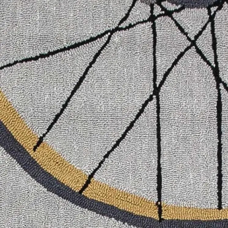 5' X 8' Gray Black And Yellow Abstract Geometric Hand Hooked Area Rug