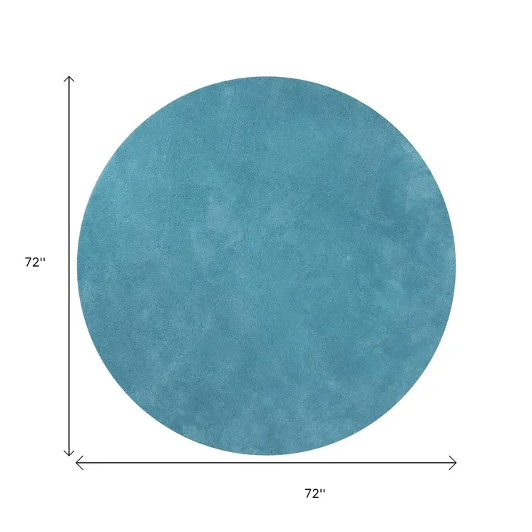 6' Highlighter Blue Round Indoor Shag Rug