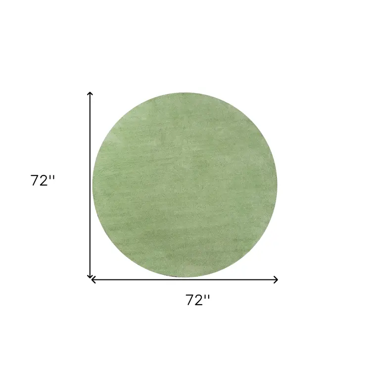 6' Green Shag Hand Woven Round Rug