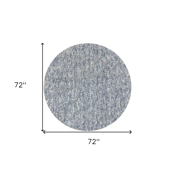 6' Slate Blue And Ivory Hand Woven Round Rug