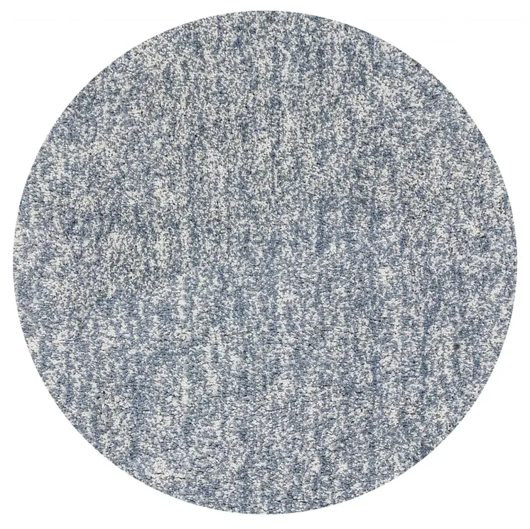 6' Slate Blue And Ivory Hand Woven Round Rug