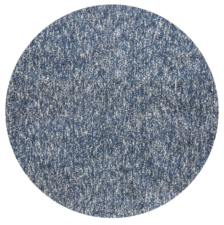 6' Indigo And Ivory Hand Woven Round Rug