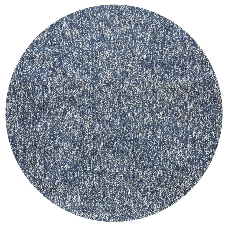 6' Indigo And Ivory Hand Woven Round Rug