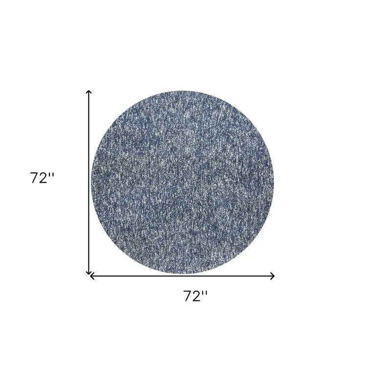 6' Indigo And Ivory Hand Woven Round Rug