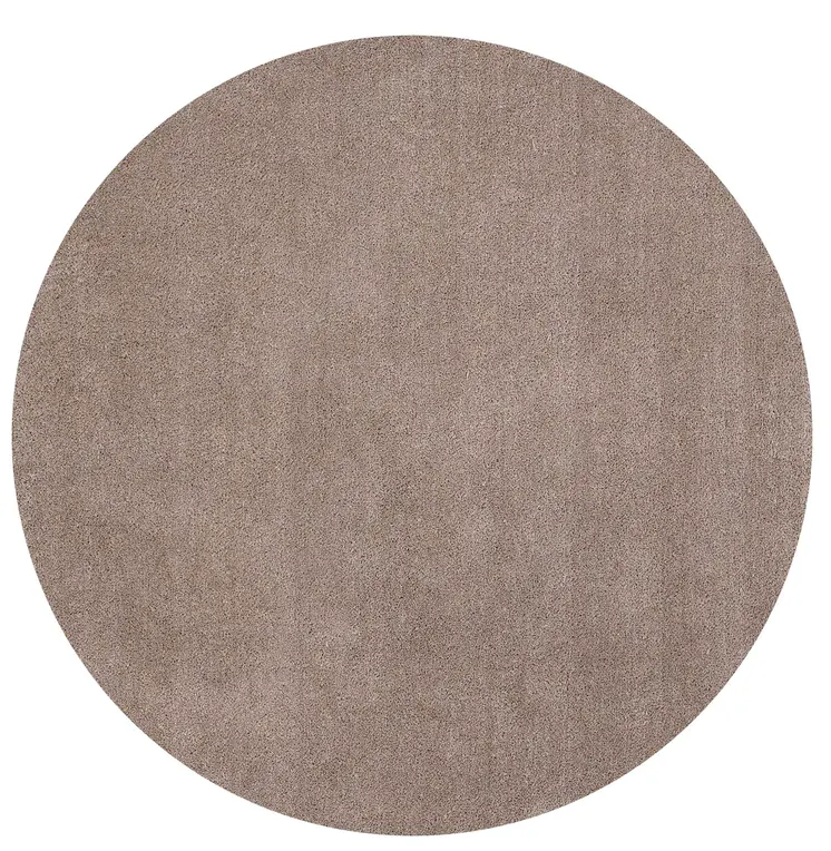 6' Beige Shag Hand Woven Round Rug