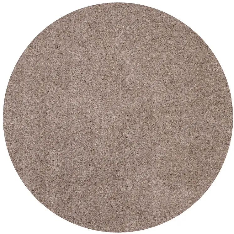 6' Beige Shag Hand Woven Round Rug