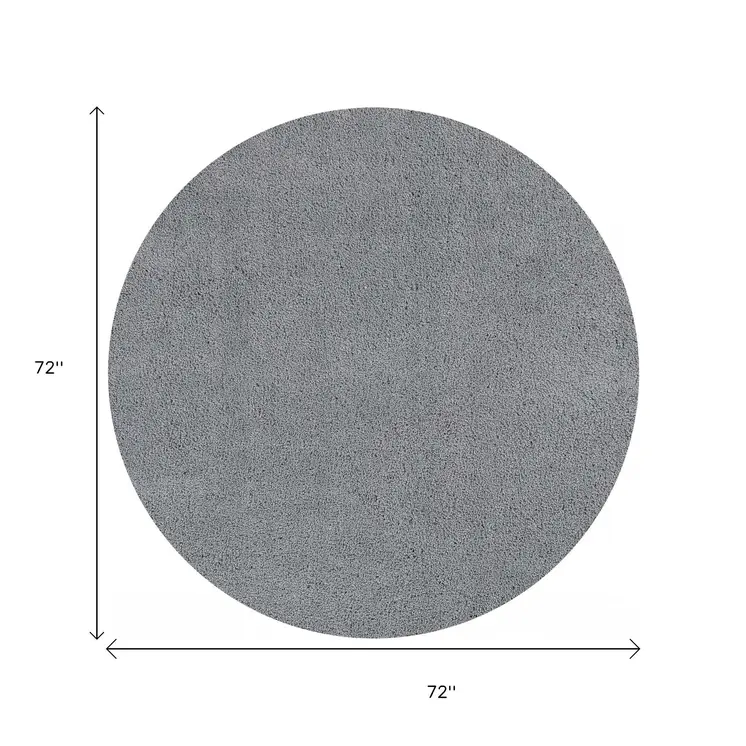6' Grey Round Indoor Shag Rug
