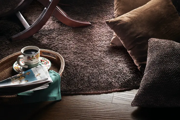 6' Brown Shag Hand Woven Round Rug