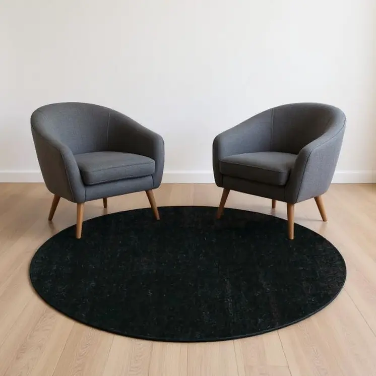 6' Espresso Shag Hand Woven Round Rug