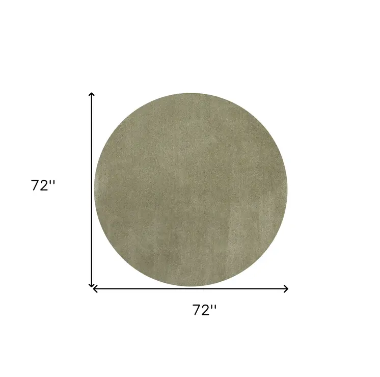 6' Sage Green Round Hand Woven Area Rug