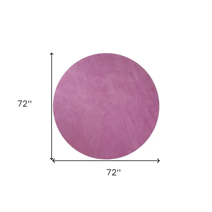 6' Round  Polyester Hot Pink Area Rug