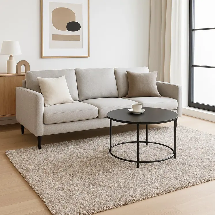 5' X 7' Ivory Shag Hand Woven Area Rug