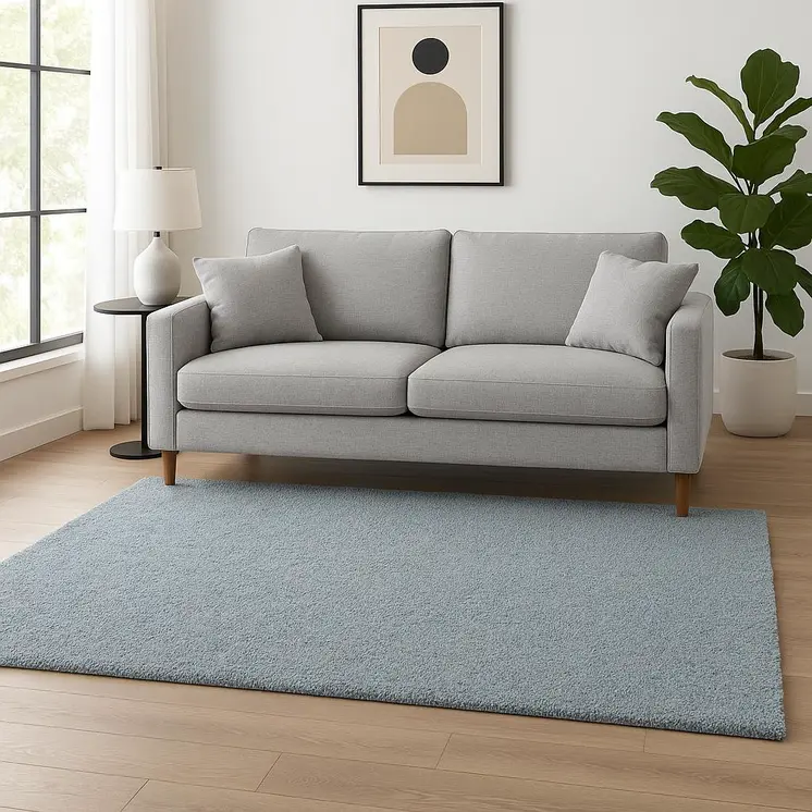 5' X 7' Blue Shag Hand Woven Area Rug