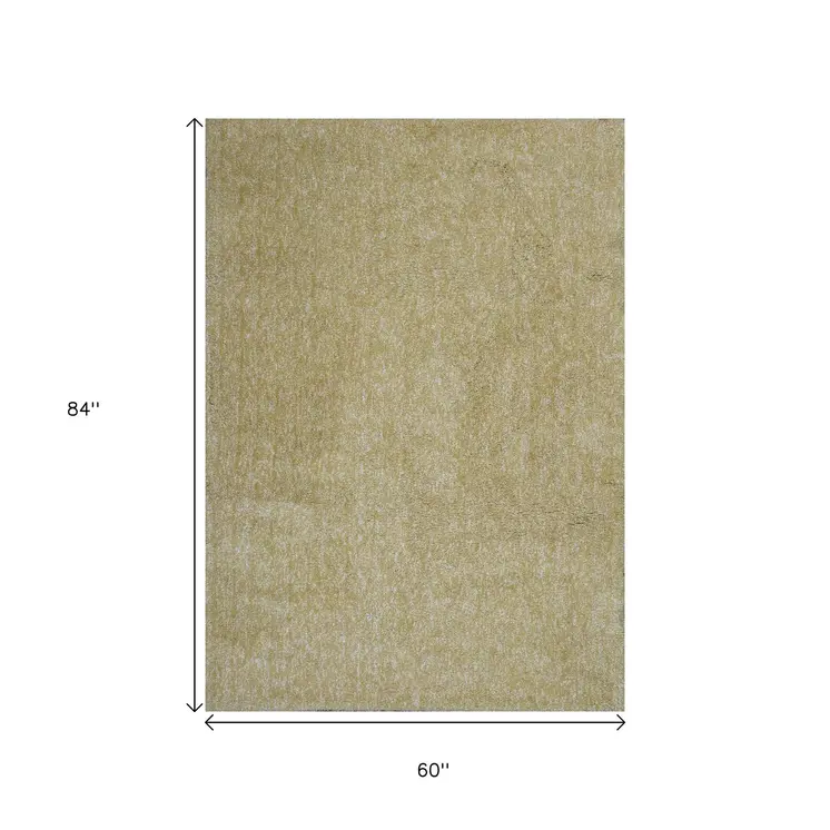 5' X 7' Yellow Shag Hand Woven Area Rug