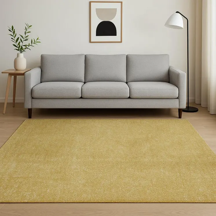 5' X 7' Yellow Shag Hand Woven Area Rug