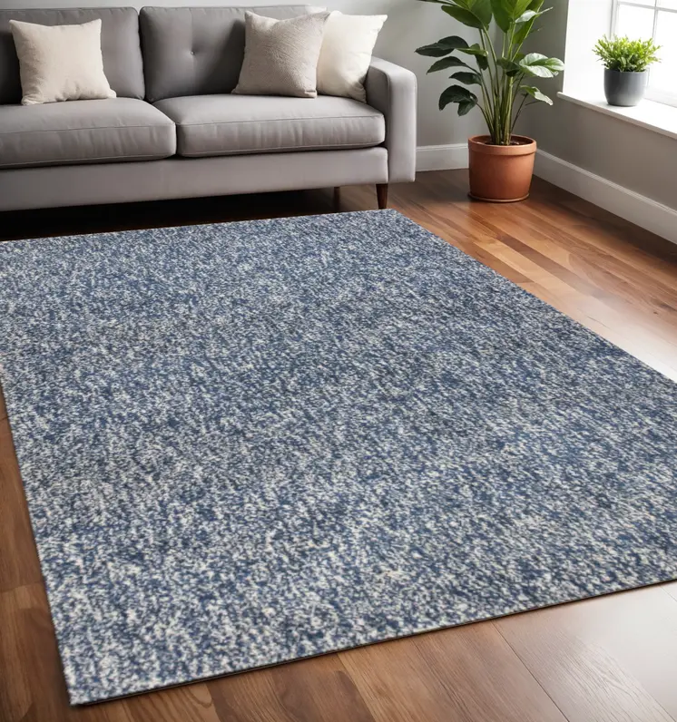 5' X 7' Indigo Ivory Heather Indoor Shag Rug
