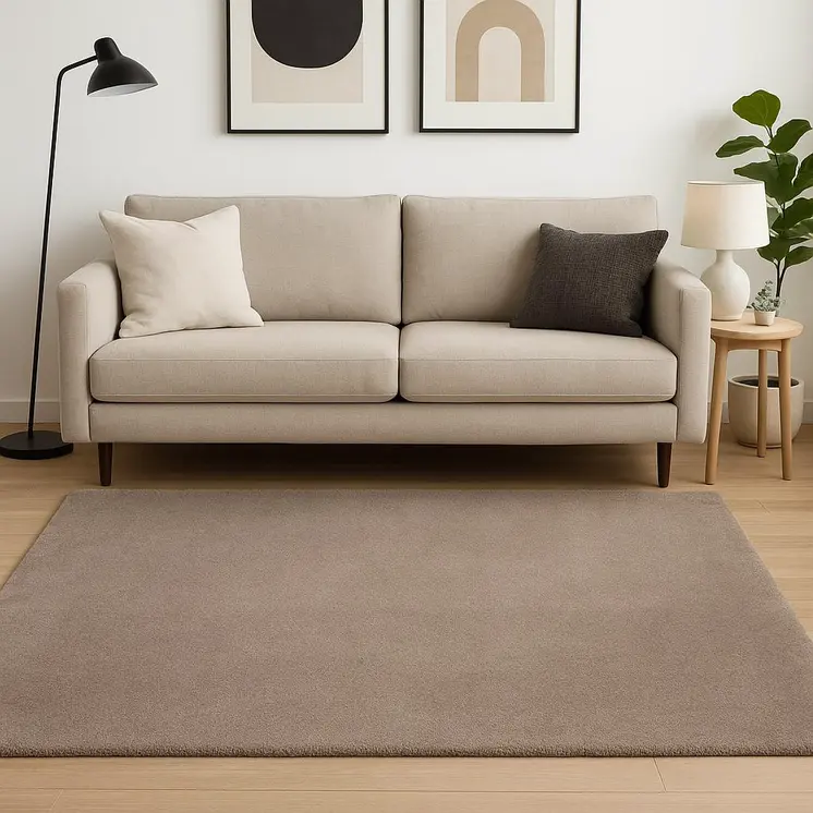 5' X 7' Beige Shag Hand Woven Area Rug
