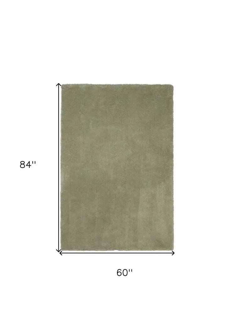 5' X 7' Sage Shag Hand Woven Area Rug