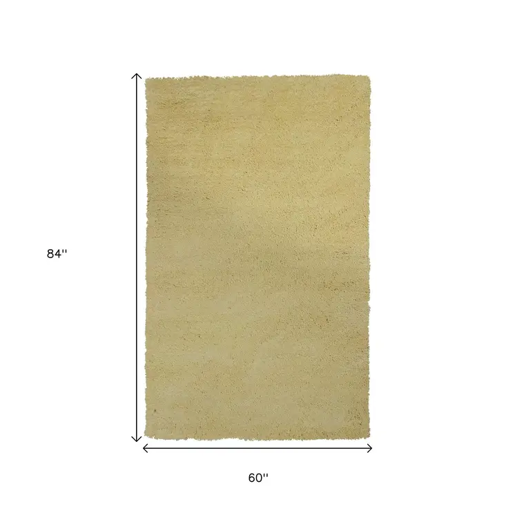 5' X 7' Canary Yellow Shag Hand Woven Area Rug