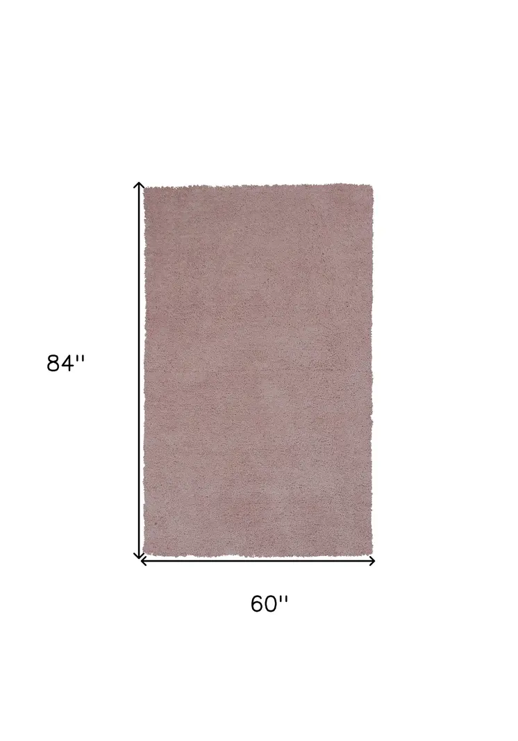 5' X 7' Pink Shag Hand Woven Area Rug