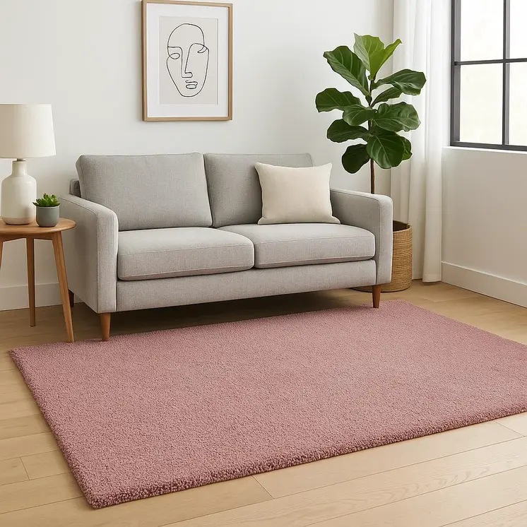 5' X 7' Pink Shag Hand Woven Area Rug