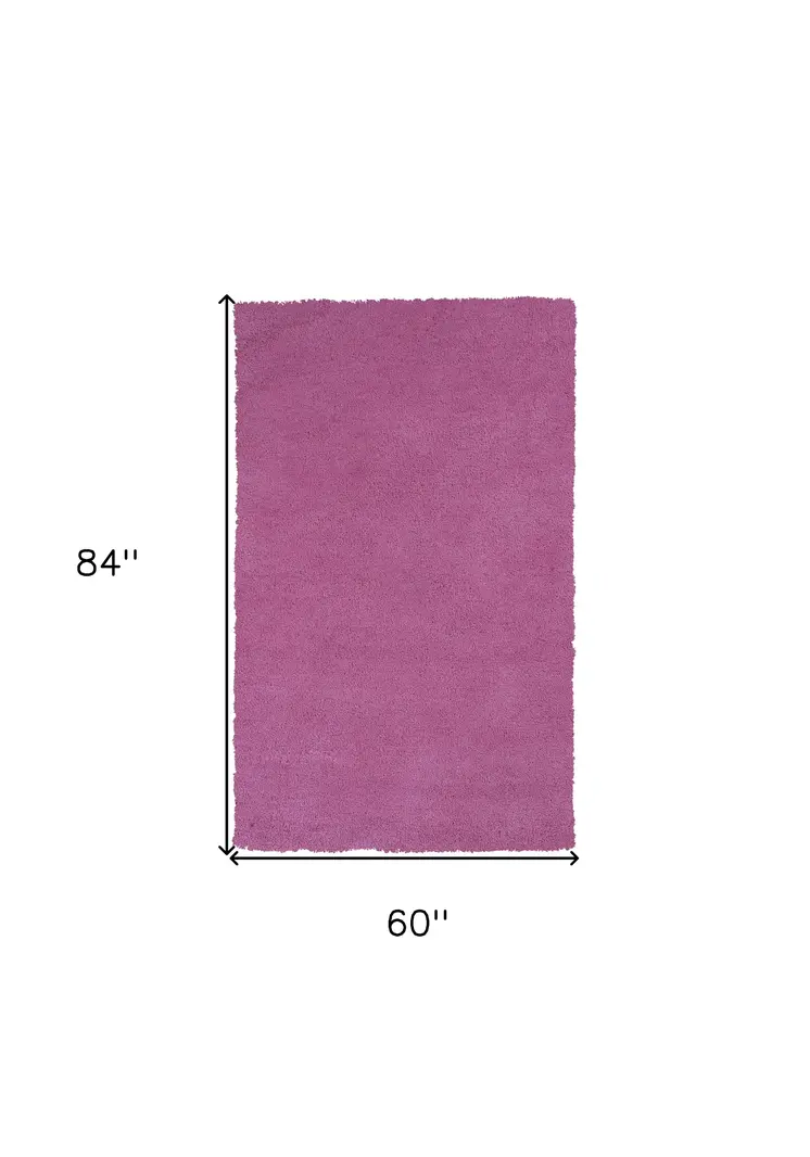 5' X 7' Hot Pink Shag Hand Woven Area Rug