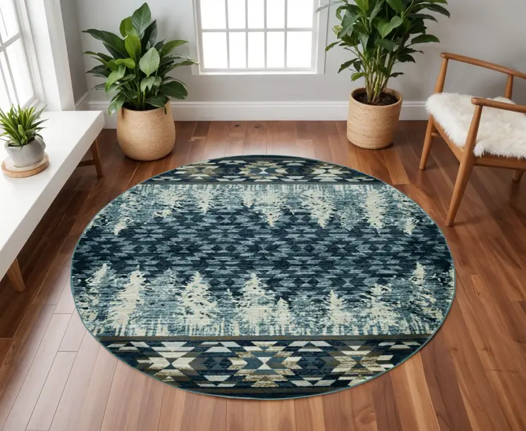 8' Slate Blue Round Area Rug