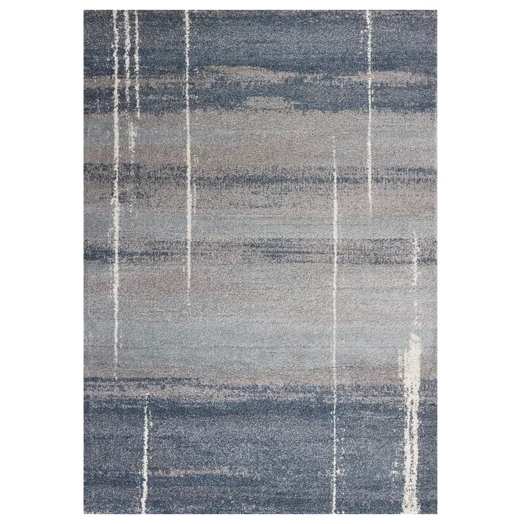 5' X 8' Blue And Gray Abstract Area Rug