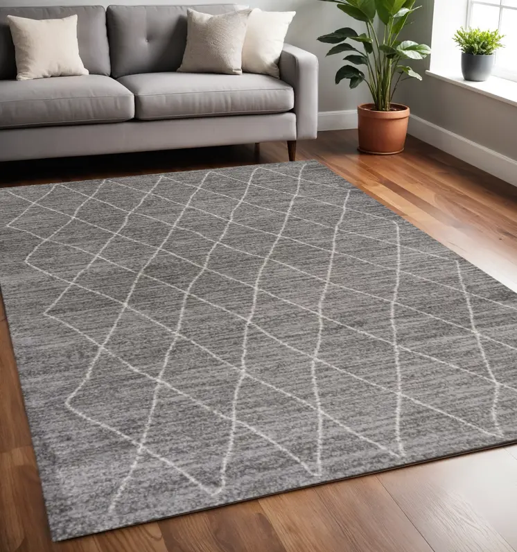 5' X 8' Gray And Light Gray Geometric Area Rug