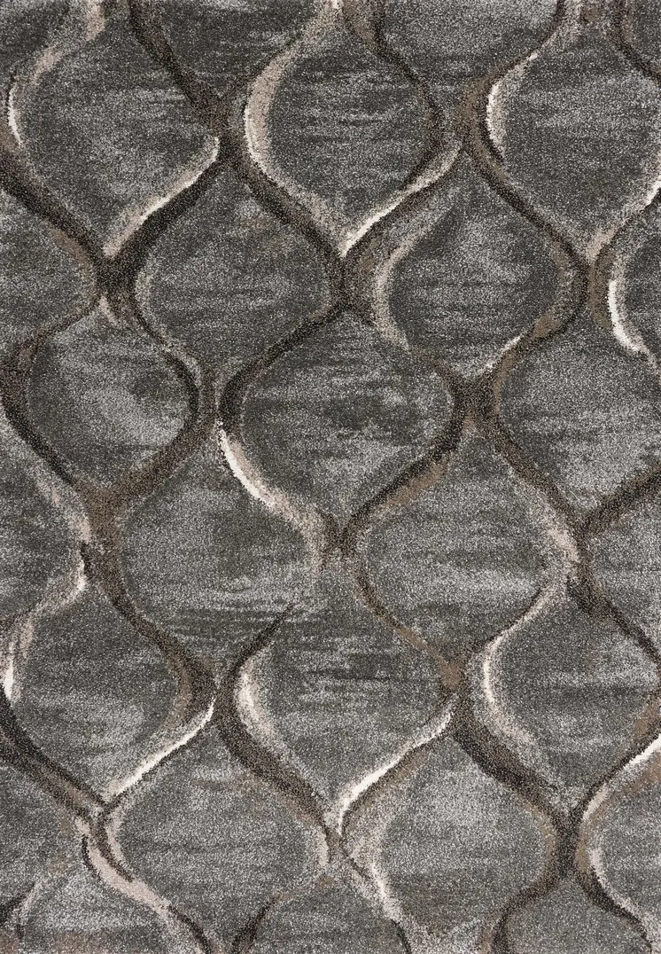 5' X 8' Charcoal And Light Gray Ogee Area Rug
