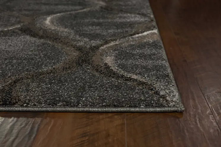 5' X 8' Charcoal And Light Gray Ogee Area Rug