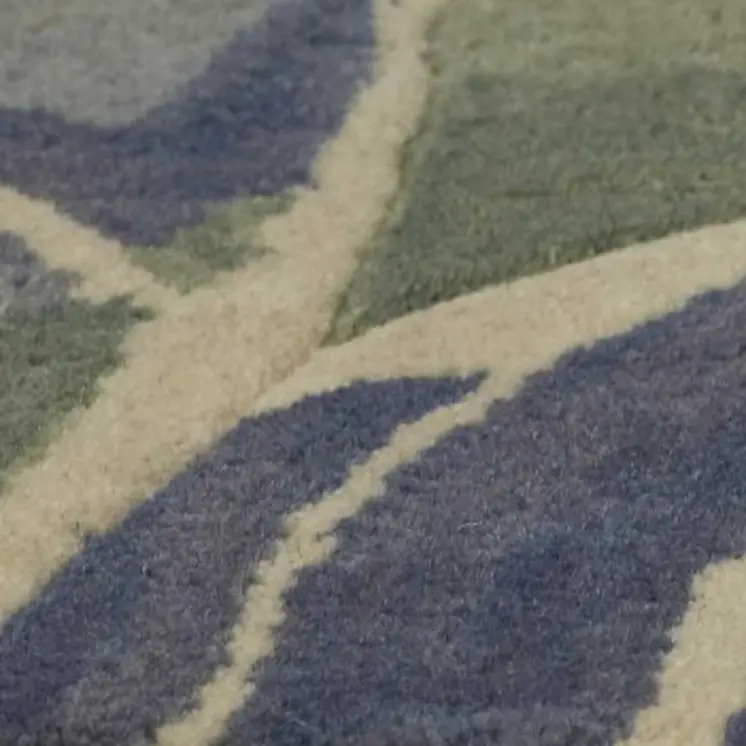 3' X 5' Blue And Green Wool Botanical Leaves Hand Tufted Area Rug