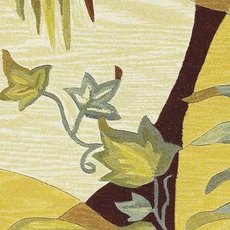 4' X 6' Coral Green And Ivory Wool Botanical Leaves Hand Tufted Area Rug
