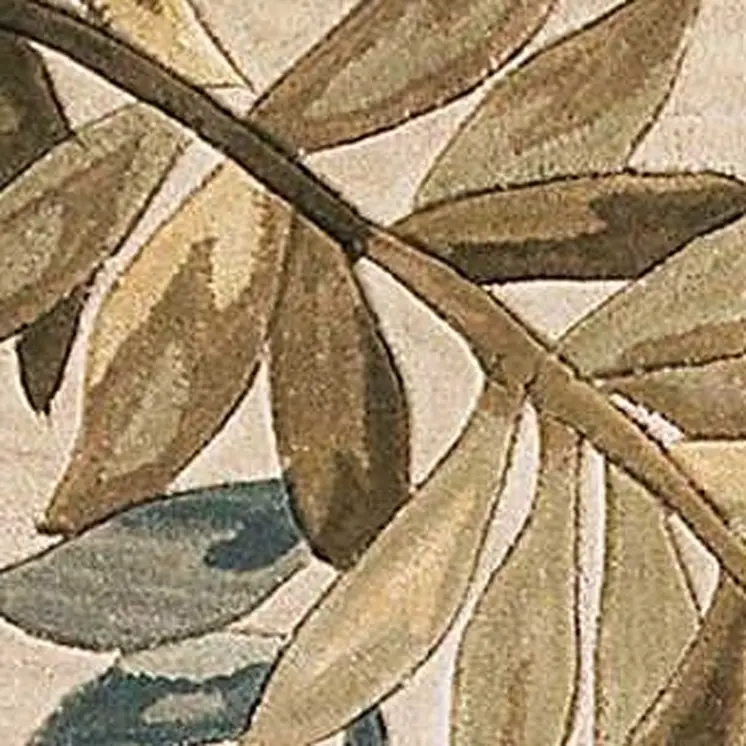 3' X 5' Ivory Brown And Blue Wool Botanical Leaves Hand Tufted Area Rug