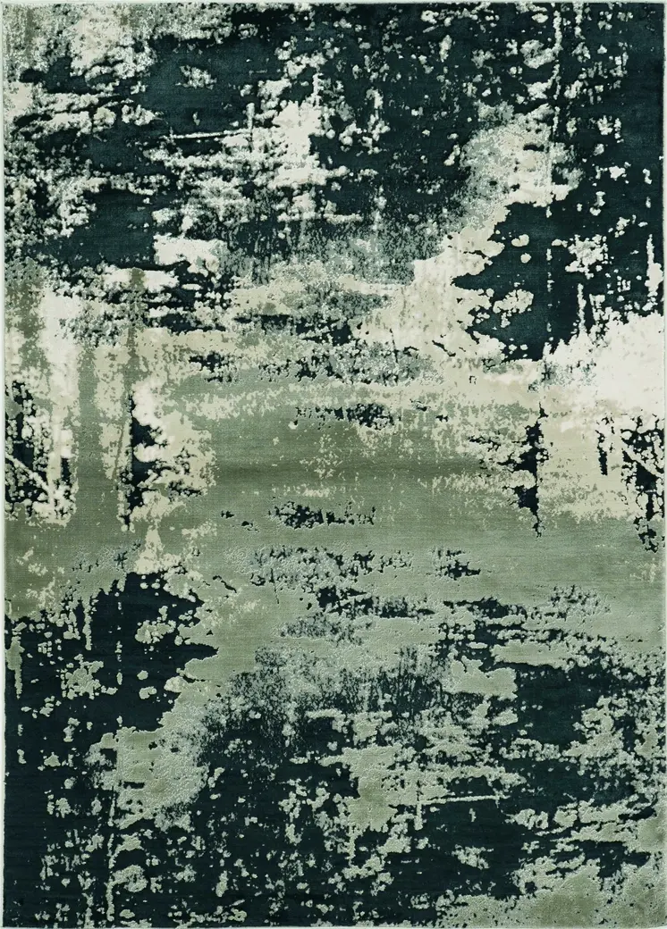 5' X 8' Silver And Charcoal Abstract Area Rug