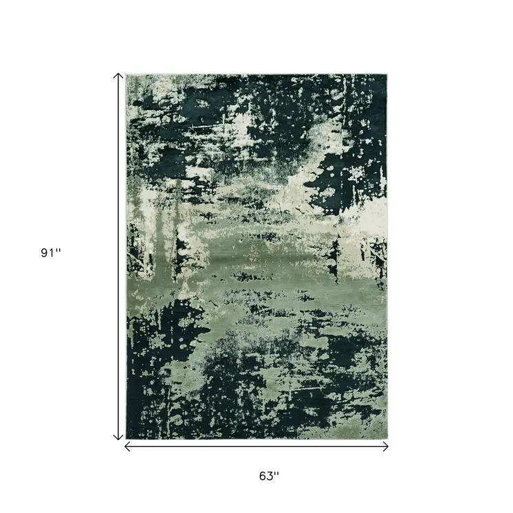 5' X 8' Silver And Charcoal Abstract Area Rug