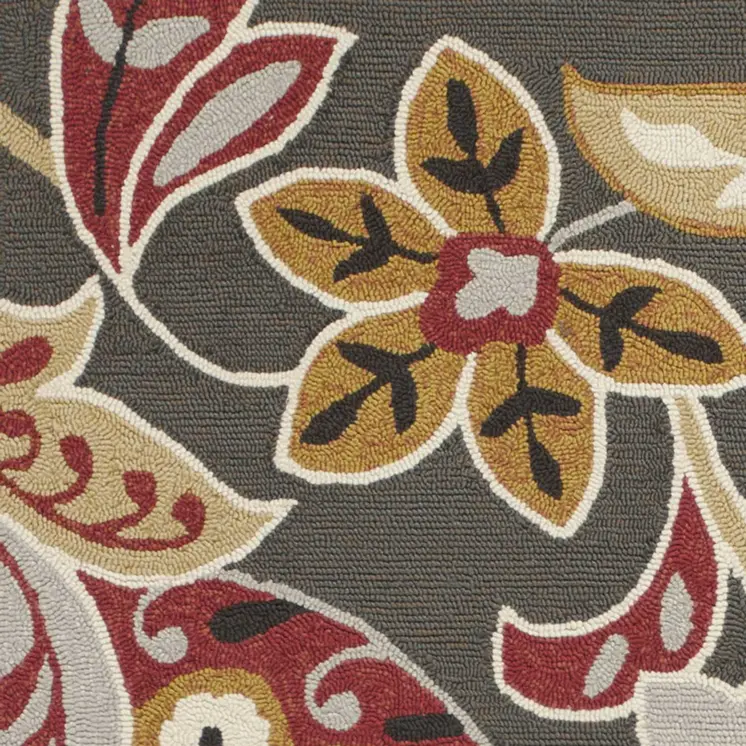 5' X 8' Taupe Floral Indoor Outdoor Area Rug