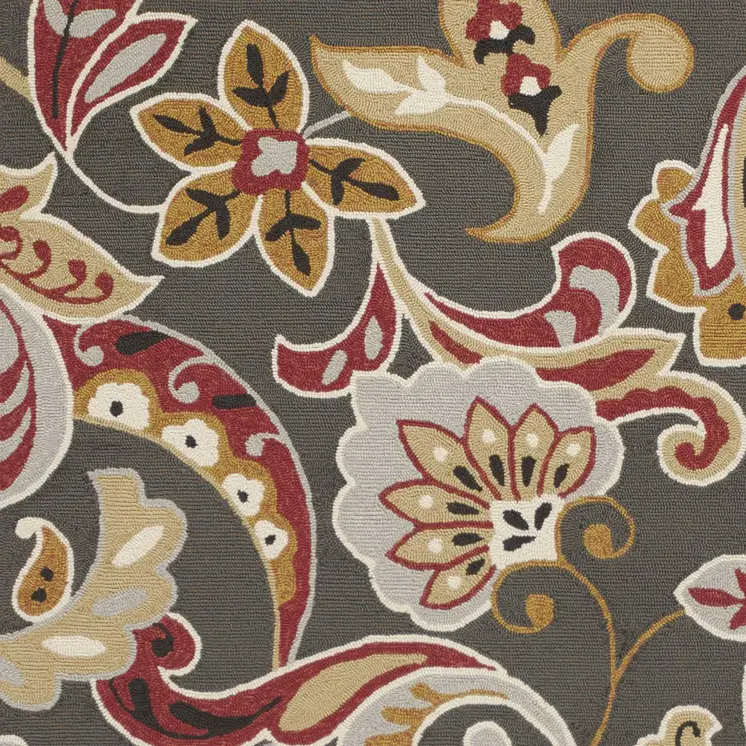 5' X 8' Taupe Floral Indoor Outdoor Area Rug