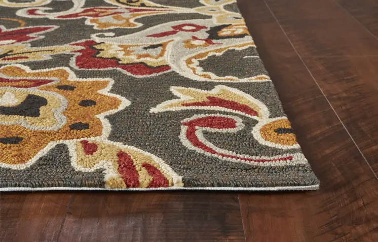 5' X 8' Taupe Floral Indoor Outdoor Area Rug