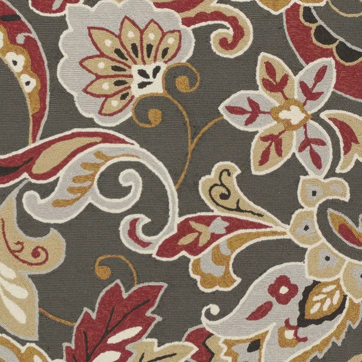 5' X 8' Taupe Floral Indoor Outdoor Area Rug