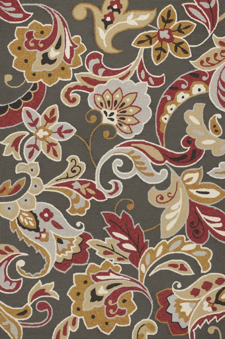 5' X 8' Taupe Floral Indoor Outdoor Area Rug