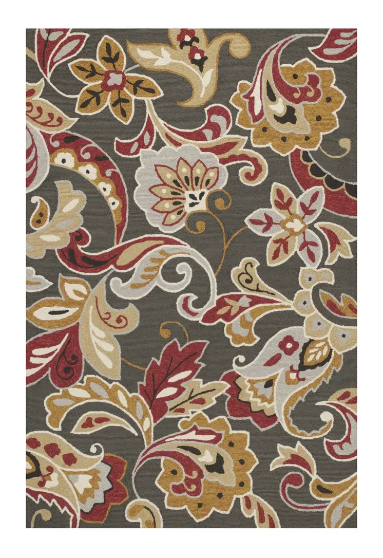 5' X 8' Taupe Floral Indoor Outdoor Area Rug