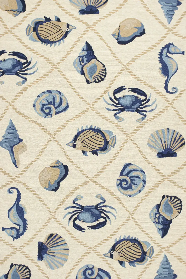 5' X 8' Sand Abstract Indoor Outdoor Area Rug