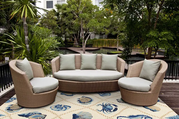 5' X 8' Sand Abstract Indoor Outdoor Area Rug